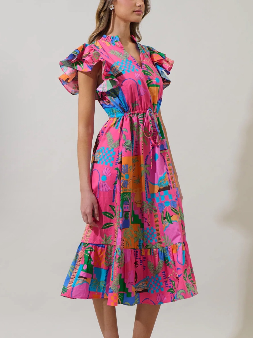 Sugarlips Lanus City Dillan Midi Ruffle Dress